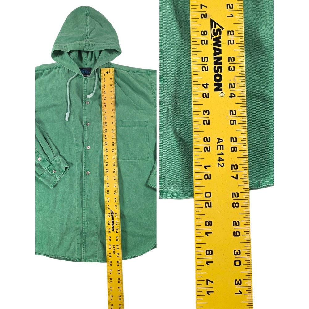 VTG‎ rugged cotton workwear gorpcore hooded button up Green Men's L Rhinoceros - Picture 6 of 8